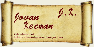Jovan Kecman vizit kartica